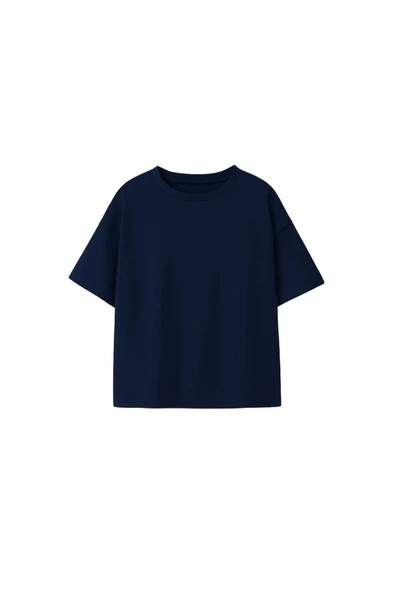 Basic 2'Li Kız Çocuk Bisiklet Yaka T-Shirt ( Lacivert - Pembe ) - 2