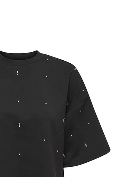 Only 15353293 Kisa Kol Kadin Sweat - Siyah - Resim 2