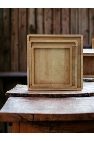 İsfahan TA Ahşap Tabak Sunumluk Supla Kahvaltılık Sunum Tahtası - Resim 3
