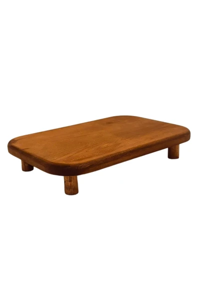 Woodcept Ahşap Ayaklı Dikdörtgen Sunum Standı Tabağı, Dekoratif Sunumluk Servis Tabağı, Yükseltici Stand