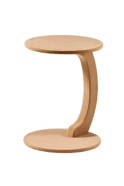 Mel10Wood Ahşap Yuvarlak C Servis Sehpa - Masa - C Servis