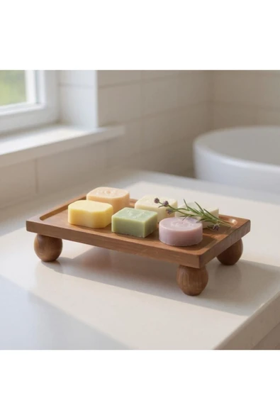 PUDRAM Wooden Diktörtgen Sunum Standı Naturel 17x30 - Resim 3