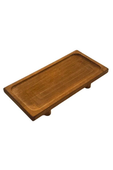 Woodcept Ahşap Ayaklı Dikdörtgen Sunum Standı Tabağı, Dekoratif Sunumluk Servis Tabağı, Yükseltici Stand - 3