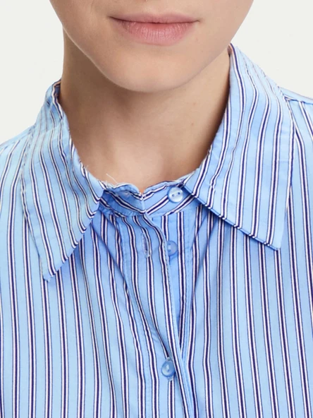 Only 15320243 Kadin Gomlek - Mavi Cizgili - Resim 6