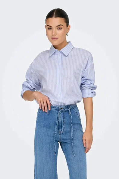 Only 15352703 Kadin Gomlek - Mavi Cizgili ürün görseli