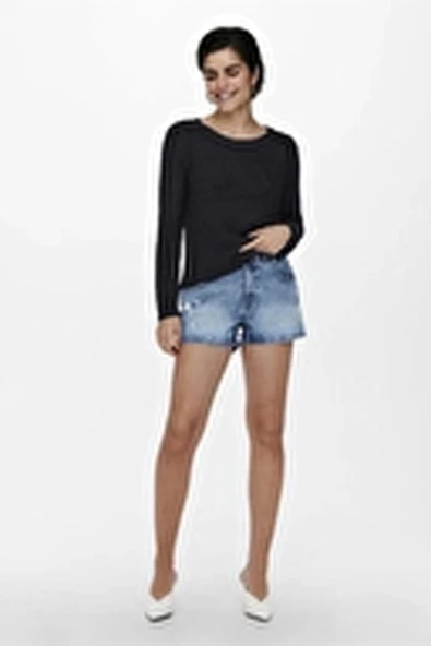 Only 15113356 0 Yaka Kadin Triko - Lacivert - Resim 2