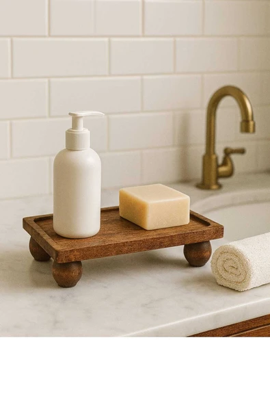 PUDRAM Wooden Diktörtgen Sunum Standı Naturel 17x30 - Resim 2