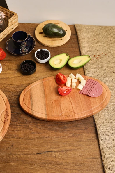 Woodya Ahşap Kesme Tahtası - Ahşap Sunum Tahtası - Ahşap Servis Tahtası - Anneler Günü Hediyesi 32x19 Cm