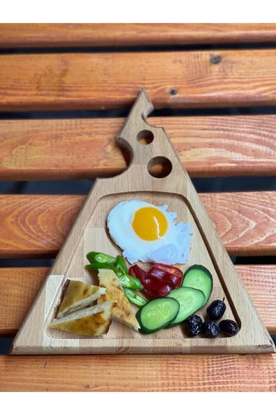 ATAwood Kahvaltı Tabağı, Peynir Dilimi Sunum, Kahvaltı Sunum, Kayın Ağacı Sunumluk , Doğal Ahşap - 2