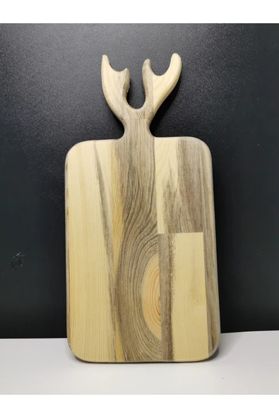PitrakStore Geyik Başlı Ahşap Dekoratif Kesme Tahtası Sunum Tahtası - 2