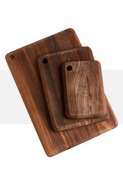 MİBOLYAM 3 Adet Büyükten Küçüğe Ceviz Ahşap Kesme Tahtası, Doğal Ceviz Ağacından Kesme/sunum Tablası (3 Adet ürün görseli