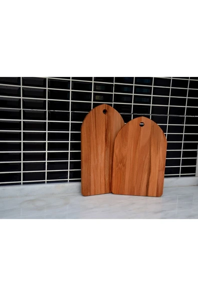 ELİTE Dzyn 2'li Kesme Sunum Doğrama Tahtası , Peynir Tabağı , Servis Tabağı %100 Kayın Ağacı - 2