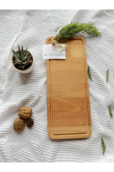 Runo Wood Doğal Ahşap Sunum Tabağı Kek Servisi, Pasta Servisi, Peynir Tabağı Kayın Ağacı - 2
