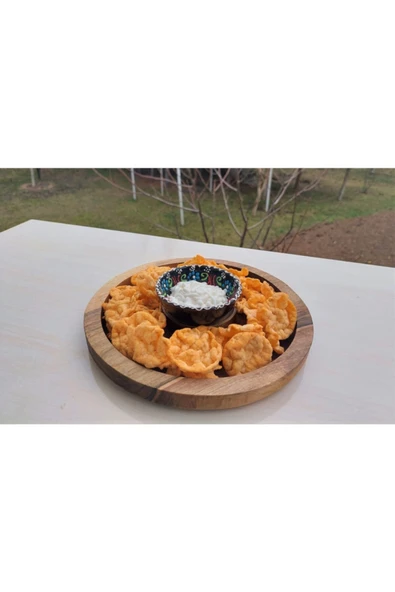 Timber Ahşap Ceviz Doğal Ahşap Kuruyemiş Cips Peynir Kahvaltı Servis Sunum Tabağı 23x23x2 - 4