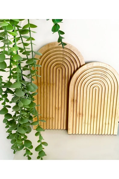 byBT Gökkuşağı Dalgalı Bambu Sunum Tabağı Dekoratif Sunum Tahtası Küçük Boy - 8