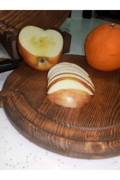 Ahşap Teslim Kesme Tahtası 3'lü Set, Dekoratif Ahşap Sunumluk Kahverengi (CEVİZ RENGİ) - 7