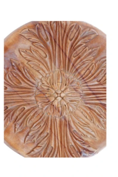 ROZASSHOME El Oyması Ahşap Dekoratif Kayık Tabak Tomurcuk Model Çap : 30 Cm - 3