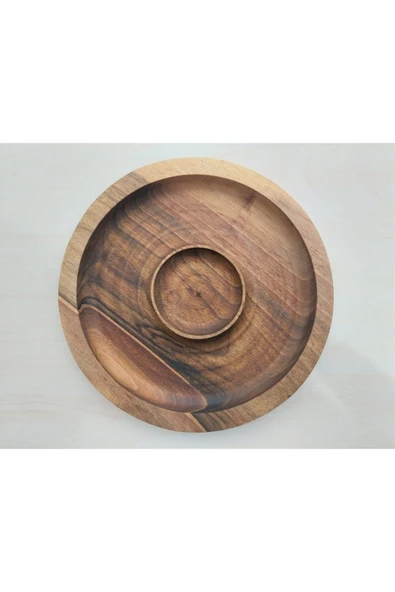 Timber Ahşap Ceviz Doğal Ahşap Kuruyemiş Cips Peynir Kahvaltı Servis Sunum Tabağı 23x23x2