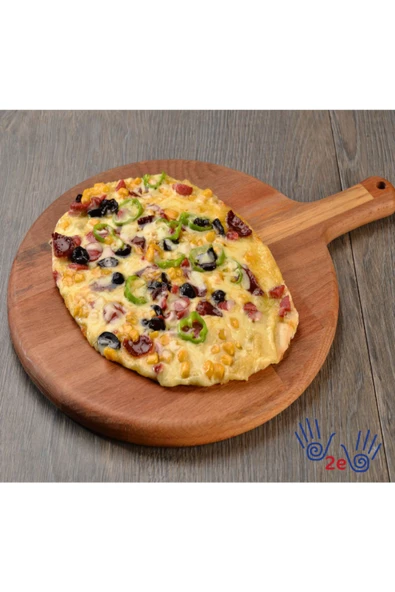 Ahşap Pizza Sunum Tahtası- 28 Cm - Malzeme: Marka: Diğer Materyal: - Resim 3