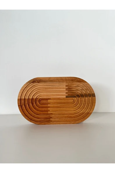 kanat ahşap atölyesi AHŞAP OYMALI OVAL TAMTUR DEKORATİF SUNUM TEPSİSİ, KAHVALTILIK - 2