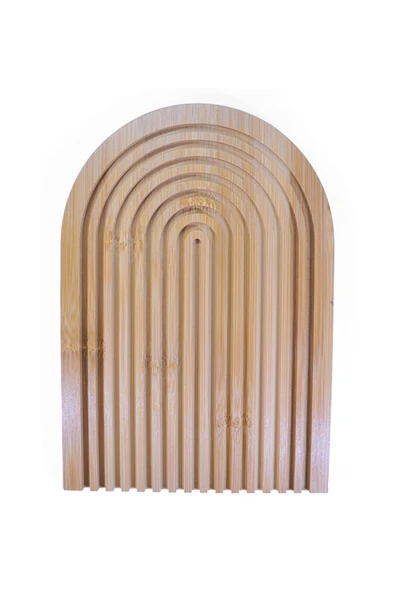 byBT Gökkuşağı Dalgalı Bambu Sunum Tabağı Dekoratif Sunum Tahtası Küçük Boy - 2