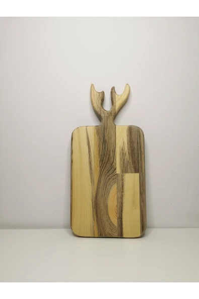 PitrakStore Geyik Başlı Ahşap Dekoratif Kesme Tahtası Sunum Tahtası - 4