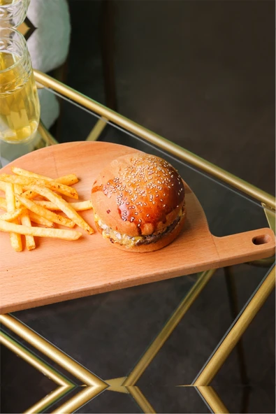 Forducts Doğal Ahşap Et Hamburger Kesim Tahtası, Sunum Tahtası Sunum Tepsisi Peynir Tabağı - 4