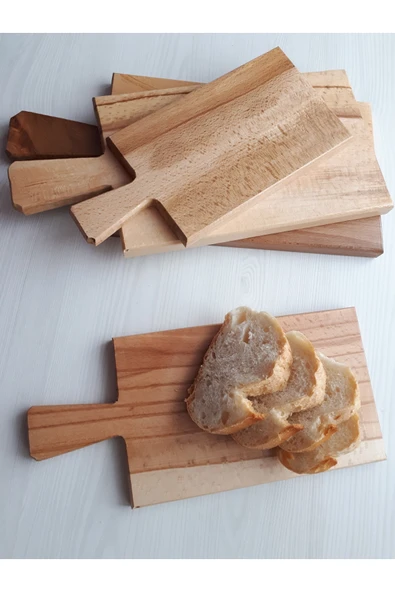 zz wooden Cilalı Tahta Saplı Ahşap Kesme Tahtası 16x35cm - Resim 6