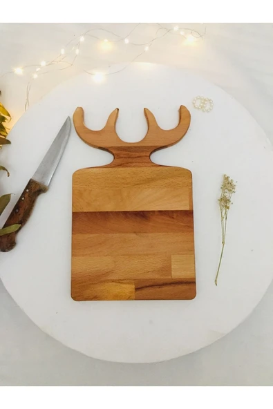 Türkoğlu Ahşap Dekoratif Geyik Boynuzlu Kesme Tahtası - 4