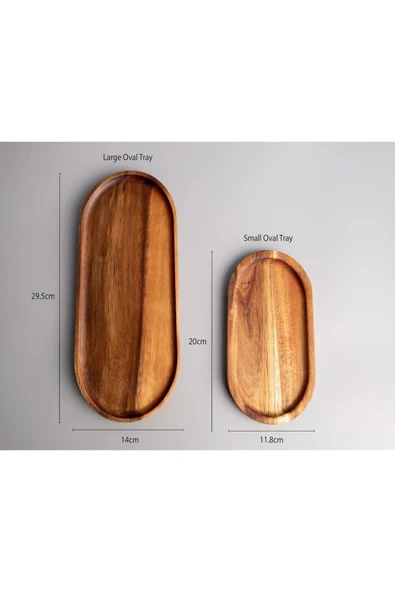 Woodman Orta Boy Ahşap Oval Sunum Tabağı - Resim 3
