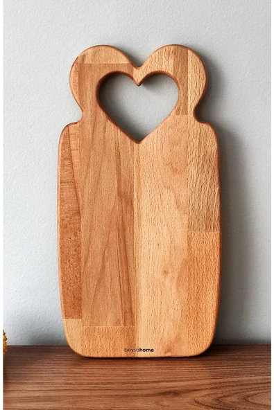beysahome Kalbim Ahşap Kesme Tahtası, Sunum Tahtası, Ahşap Servis Tabağı, Ahşap Peynir Tabağı, Kayın Ağacı