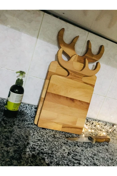 Türkoğlu Ahşap Dekoratif Geyik Boynuzlu Kesme Tahtası - 6