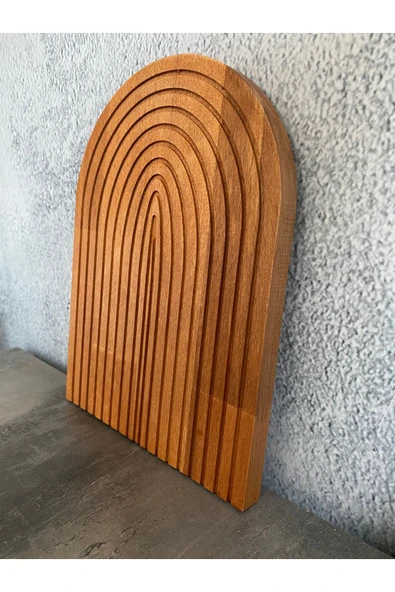 yağmur sanat Ahşap Oymalı Yarım Gökkuşağı Dekoratif Tepsi Sunum Tepsisi Sunumluk 1 Adet - 2