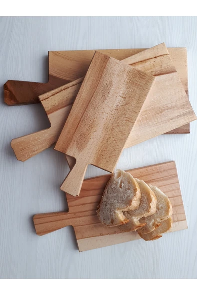 zz wooden Cilalı Tahta Saplı Ahşap Kesme Tahtası 16x35cm ürün görseli