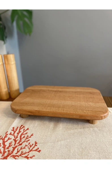 Yia Mas Lux Kayın Ağacı Dikdörtgen Ayaklı Sunum Tahtası Ahşap Servis Tabağı Kesme Tahtası - Resim 5