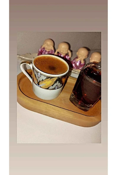 Redwood 4 Lü Ahşap Tepsi Çay Tepsisi Kahve Tepsisi Sunum Tepsisi 16cm Uzunluk Sunumluk - Resim 3