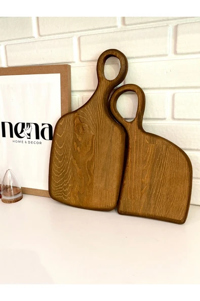 NENA HOME 2'li Ahşap Sunum Ve Kesme Tahtası, Dekoratif Ahşap Meşe - 2