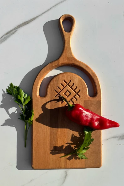 zeyvedesign İşlemeli Dekoratif Ahşap Kesme Sunum Servis Tahtası - 2