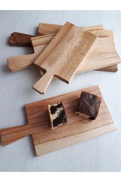 zz wooden Cilalı Tahta Saplı Ahşap Kesme Tahtası 16x35cm - Resim 5