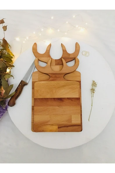 Türkoğlu Ahşap Dekoratif Geyik Boynuzlu Kesme Tahtası