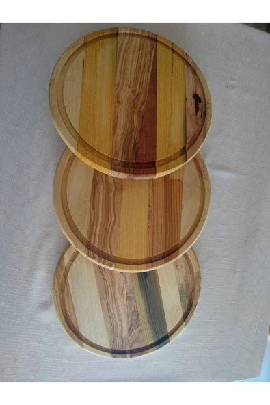 MYC CO Ahşap Pizza Sunum Tepsisi, Pizza Servis Tabağı,ahşap Pizza Sunum Tahtası,yuvarlak Sunum Tabağı 30 Cm - 7