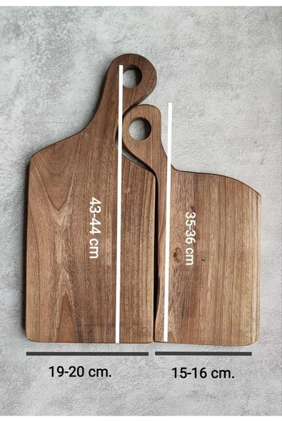 İlya Woodart İkili Kesme Tahtası, Ahşap Kesme Tahtası, Sunum Tahtası, Ceviz Ağacı Kesme ve Sunum Tahtası - Resim 2