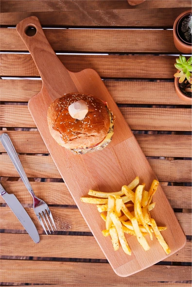 Forducts Doğal Ahşap Et Hamburger Kesim, Sunum Tahtası Sunum Tepsisi - Resim 2