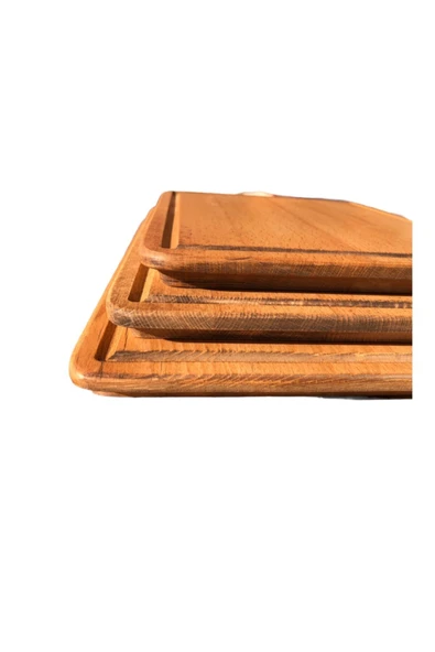 kütükland Kayın Sunum Steak Doğrama Kesme Tahtası 3'lü Set - Resim 3