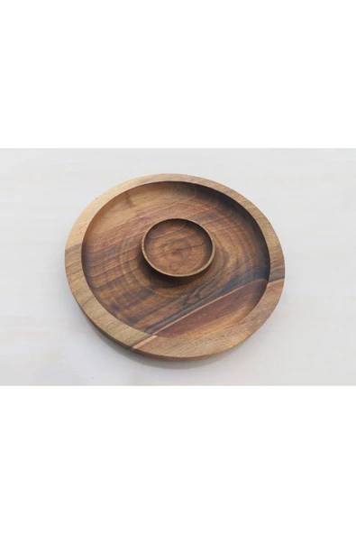 Timber Ahşap Ceviz Doğal Ahşap Kuruyemiş Cips Peynir Kahvaltı Servis Sunum Tabağı 23x23x2 - 5
