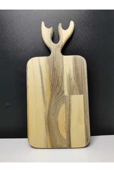 PitrakStore Geyik Başlı Ahşap Dekoratif Kesme Tahtası Sunum Tahtası