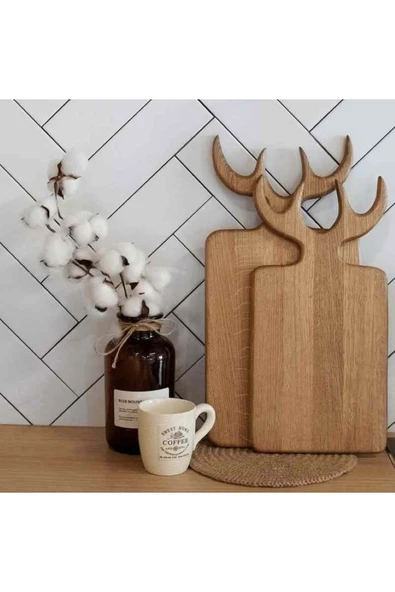 TREND Geyik 2'li Kesme Sunum Doğrama Tahtası, Peynir Tabağı, Servis Tabağı