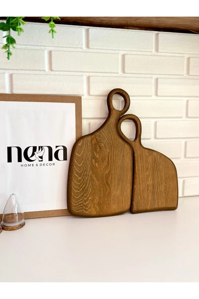 NENA HOME 2'li Ahşap Sunum Ve Kesme Tahtası, Dekoratif Ahşap Meşe - 4