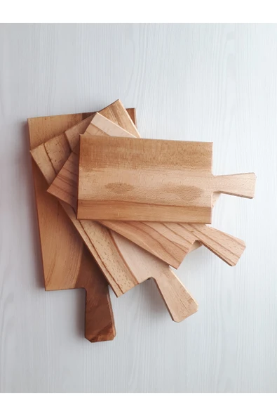 zz wooden Cilalı Tahta Saplı Ahşap Kesme Tahtası 16x35cm - Resim 2