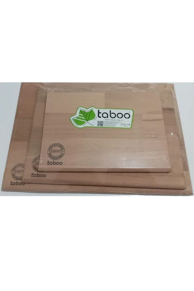 Taboo Dogal Ahsap Tek Parca Kesme Ve Sunum Tahtası 3'lü Set. - 3